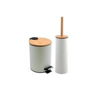 Spirella Set Papelera con Pedal 3L y escobilla Adonis Blanco Mate