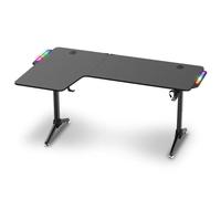 Spirit Of Gamer HEADQUARTER 600, Escritorio Gaming Esquinero 160 cm, Grande Escritorio con Soporte para Copas, Gancho para Auriculares y Soporte para Cables, Mesa Gamer con Retroiluminación LED