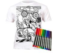 Splat Planet Camiseta Coches para niños. con impresión para Pintar y Colorear. Incluye 10 Colores mágicos Lavables. Cumpleaños Infantil (FR/ES, Edad, 3 años, 4 años, Regular)