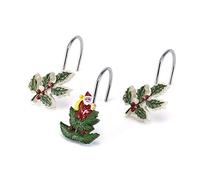 Spode - Ganchos para Cortina de Ducha, decoración de baño navideña, Juego de 12 colección de árboles de Navidad