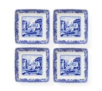 Spode Platos cuadrados italianos azules | Juego de 4 platos pequeños para servir salsas y condimentos | Cuencos de 3 pulgadas hechos de porcelana fina | Apto para microondas y lavavajillas, 1808386
