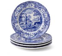 Spode Juego de 4 platos de ensalada italianos azules, 7.25", loza fina, fabricado en Inglaterra, apto para lavavajillas (azul/blanco, 8")