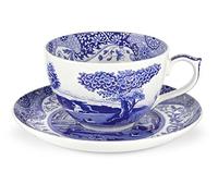 Spode - Taza y platillo grande (20 onzas), color azul