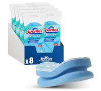 Spontex Bathroom - Estropajo salvauñas, no raya, especial para baño, tamaño XL, fibra blanca, color azul (Paquete de 8)