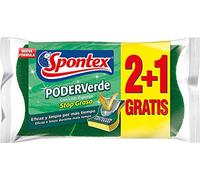 Spontex Estropajos de Fibra con Esponja, 3 estropajos