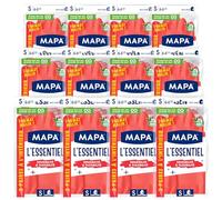 Spontex MAPA L'Essentiel - 24 guantes domésticos de látex interior de fibras de algodón, sensibilidad y flexibilidad, revestimiento antideslizante, 12 paquetes de 2 pares - Talla S