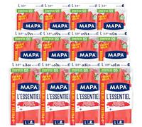 Spontex MAPA - L'Essentiel - 24 guantes domésticos de látex interior de fibras de algodón, sensibilidad y flexibilidad, revestimiento antideslizante, 12 paquetes de 2 pares - Talla L