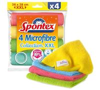 Spontex - Microfibra XXL - 4 Microfibras XXL - Multiusos - 38 x 36 cm - Eficaz Solo con Agua - Elimina el 99% de Las bacterias