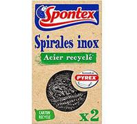Spontex - Set de 2 espirales desincrustantes de Acero Reciclado, Ideales para Superficies enrasadas (2 Unidades)