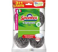 Spontex Spirenett' 3+1, estropajos de Acero para la eliminación de la Suciedad más obstinada de ollas, vajillas y Parrillas. Tamaño de 4 Piezas