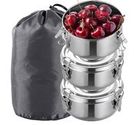 Sporgo 3 fiambreras de acero inoxidable: 240 ml, de acero inoxidable, a prueba de fugas, fiambrera, sin BPA, para aperitivos, frutas, cereales, especias