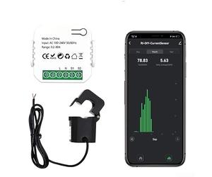 SPORTARC para Tuya para Smart Life - Medidor de energía WIFI 80A con pinza Ct App kWh, monitor de consumo de energía, estadísticas de electricidad, control de aplicación, 2.4 GHz