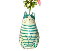 Spotted Cat Shape Vase Adorable Cute Tiny Animal Home Decorations