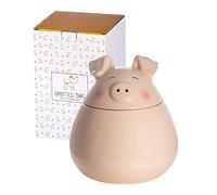 SPOTTED DOG GIFT COMPANY Bote Galletas de Cerámica con Cerdo, 1600 ml Galletero Rosa con Tapa, Regalo para Amantes Animales