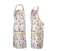 SPOTTED DOG GIFT COMPANY Delantal Cocina Mujer y Hombre de Gatos Bonitos, Algodón 100% Ajustable Mandil con Bolsillo, Accesorios Cocina Originales, Regalos para Amantes de los Gatos