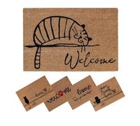 SPOTTED DOG GIFT COMPANY Felpudo de Coco, Felpudo Entrada Casa Antideslizante de Bienvenida Natural para Interior y Exterior, 60 x 40 cm - Gato Atigrado