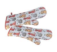 SPOTTED DOG GIFT COMPANY Juego de 2 Manoplas Horno Resistentes al Calor, 100% Algodón Guantes Horno Gatos Lindos, Accesorios Cocina Originales, Regalos para Amantes de los Gatos