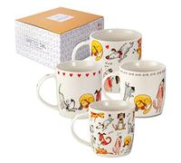 SPOTTED DOG GIFT COMPANY Juego de 4 Tazas de Café con Diseño de Perros Divertidos 350 ml, Tazas de Cerámica para Café y Té, Regalos para Amantes de los Perros