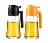 Spray Pulverizador de Aceite 2 en 1 Vidrio 470ml (Pack 2u Negro Y Naranja)