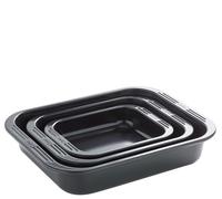Spring CULINAR - Juego de 3 moldes rectangulares para asar con asas anchas, acero aluminizado extragrueso con doble revestimiento antiadherente, resistente al calor hasta 230 °C, 1,6, 3,6 y 7,4 L