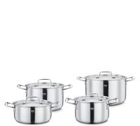 Spring GOURMET - Juego de 4 cacerolas con tapa, multicapa de acero inoxidable 18/0 exterior, interior 18/10 con núcleo de aluminio, apta para inducción, horno, utensilios de cocina, apto para