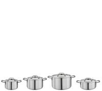 Spring Gourmet - Juego de 4 ollas multicapa con tapa de acero inoxidable, aptas para horno, con escala interior, cacerola Ø 16, 20, 24 cm, cacerola de 20 cm de diámetro, color negro