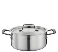 Spring Olla gourmet multicapa con tapa de acero inoxidable, apta para horno, con escala interior, diámetro de 20 cm, altura 9 cm, 2,7 litros, color negro