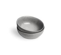 Springlane - Juego de 2 cuencos para cereales Misty Cliff de gres gris jaspeado, resistente a los arañazos, apto para microondas y lavavajillas, diámetro de 16 x 6 cm, para cereales, sopa y bolos
