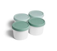 SPRINGLANE - Juego de 4 bandejas de hielo de plástico sin BPA con tapas de silicona de 400 ml, recipientes aislados para helado, sorbete, yago, moldes para hielo cajas de almacenamiento - Mint