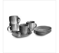 SPRINGLANE Misty Cliff - Juego de 4 tazas de café con platillo (gres)