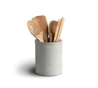 SPRINGLANE Set de utensilios cocina 6 pz. - menaje cocina, recipiente soporte de Hormigon Cemento Concreto, cuchara, espátula, pinzas, cuchara para Espaguetis y Ensaladas