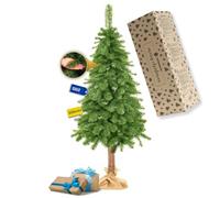 SPRINGOS - Árbol de Navidad artificial de pino con tronco natural y bolsa de yute de 220 cm con cono natural
