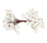 SPRINGOS Bayas decorativas blancas, 100 unidades, esmeriladas, diámetro de 12 mm, con alambre, ramas decorativas
