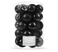 SPRINGOS Bolas de árbol de Navidad de plástico Juego de Bolas de Navidad de 30 Piezas de diámetro 8 cm decoración Negra para Fiesta de Navidad, Boda