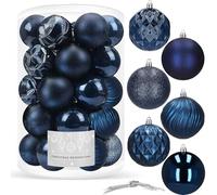 SPRINGOS Bolas para árbol de Navidad de plástico Juego de 30 Bolas de Navidad Azul Oscuro de diámetro 8 cm Decoración para Fiesta de Navidad, Boda