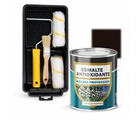SPSIL Esmalte Antioxidante Tabaco 750ml + Kit Pintura 5 Piezas, Secado Rápido Aplicación Directa Sobre Óxido, Interior Exterior para Metal y Madera