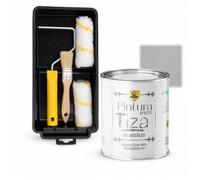 SPSIL Pintura a la Tiza Gris Ceniza 750ml + Kit Pintura 5 Piezas Ecológica, Sin Lijado Previo Decoración Muebles Multisuperficie Interior Madera Metal Cerámica