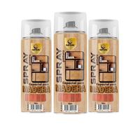 SPSIL Pintura Madera Teka 400ml(pack of 3) para Madera Barniz Spray, Aerosol Especial, Ideal para Renovación de Muebles y Superficies de Madera