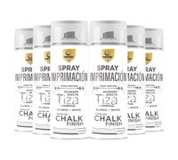 SPSIL Pro Chalk Paint Spray-Pintura en Spray Ultra Mate a la Tiza,Efecto Retro y Vintage para Muebles de Madera, Metal, Cerámica,Imprimación en Spray -Colores Imprimacion Tiza Blanco (6 Pcs) 400ml