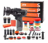 SPTA Mini Pulidora Coche, Máquina Pulidora, 30mm/50mm/80mm 12V Pulidora para Coche Profesional, Pulidora a batería Eliminar arañazos, 2x Batería Li-on 2000 mAh, 37x Esponja pulir Coche