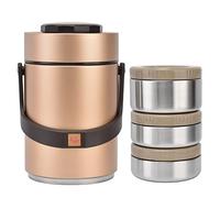 Srdh Fiambrera Aislante al Vacío Acero Inoxidable 304 de 2000ml, Fiambrera Térmica para Taza con Barril Aislante al Vacío 3 Capas, Fiambreras Portátiles para el Trabajo Viajes Picnic (Oro)