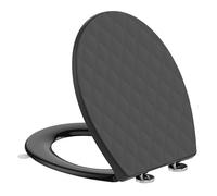 SREWOHS PRO Asiento de inodoro de cierre suave, color negro, asiento universal en forma de O con liberación rápida, bisagras ajustables y antideslizante, color negro