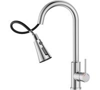 SREWOHS PRO Grifo Cocina Extraíble con 3 Modos de Agua, Grifo Fregadero Monomando Acero Inoxidable, Caño Giratorio 360°, Cabezal Rociador ABS para Fregadero de Cocina de 1 Agujero