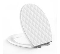 SREWOHS PRO Tapa WC Forma O de PP con Cierre Suave Doble, Asiento de Inodoro con Diseño 3D Efecto Piel, Anti-UV Inalterable, Quick Release, Fijación Superior, Tornillos 7 cm, Plantilla + Vídeo