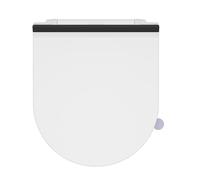 SREWOHS PRO Tapa Wc Ultrafino Forma D Universal [COURT], Asiento de Inodoro de Cierre Suave con Liberación Rápida para una Fácil Limpieza, Blanco con ribete negro, 42,5 * 36,2 cm