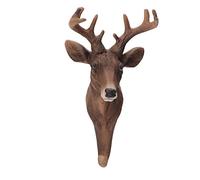 Srliya Gancho de Pared con Cabeza de Ciervo, Percha de Resina Multiusos | Decoración con forma de animal, Construcción de resina duradera, Ideal para abrigos, sombreros y llaves.