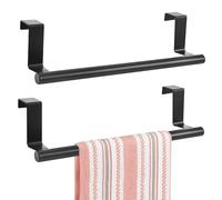 SRTSTR 2 Piezas Toalleros de Baño Sin Taladro Colgador Trapos Cocina 36cm Toallero para Puertas de Acero Inoxidable Toallero Mueble Soporte Barra Toalleros para Baño Cocina Negro