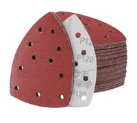 Sruhrak 60 piezas papel de lija lijadora delta 152x105mm Hojas de Lija Mouse Papel conjunto con 11 agujeros grano 120 triángulo almohadillas de lijado para madera, metal y plástico