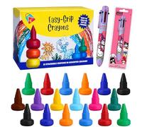 SRV Hub Juego de 19 crayones de dedo con bolígrafo retráctil 6 en 1 de Hello Kitty, lavable, no tóxico, agarre de palma apilable, juguetes artísticos y bolígrafo multicolor arcoíris para niños