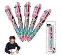 SRV Hub Minnie Mouse - Bolígrafos retráctiles 6 en 1, paquete de 5 bolígrafos multicolor de punta fina de 0.5 mm, juego de papelería escolar mecánico arcoíris para niños, estudiantes, oficina y